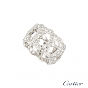 Cartier 18k White Gold Dimaond Set C de Cartier Ring B&P